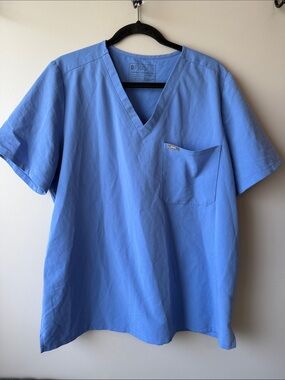 Figs Technical Line V-Neck Scrub Top in Sky Blue XXL